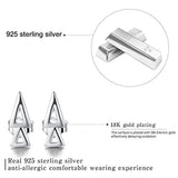 925 Sterling Silver Overlapping Triangles Stud Earrings Geometry Hypoallergenic Earrings Jewelry
