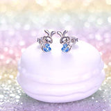 925 Sterling Silver  Cute Animal CZ Rabbit  Stud Earrings for Women Birthday Gift