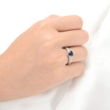 925 Sterling Silver Romantic Love Heart Cut CZ Daily Ring Blue Sapphire-Color