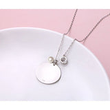 925 Sterling Silver Cultured Pearl Encouragement Love Words Engraved Inspirational Disc Necklace Gift For Women