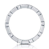 Rhodium Plated Sterling Silver Cubic Zirconia CZ Art Deco Anniversary Wedding Eternity Band Ring