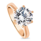 Rose Gold Plated Sterling Silver Round Cubic Zirconia CZ Statement Solitaire Engagement Ring