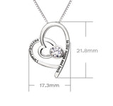 Sterling Silver I Love You Grandma to The Moon and Back Love Heart Cubic Zirconia Pendant Necklace