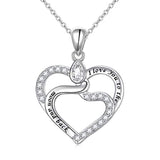 Silver Cubic Zirconia Heart Pendant Necklace 