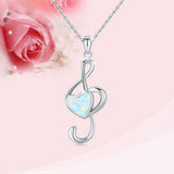 925 Sterling Silver Music Note Pendant Necklace Treble Clef Jewelry Music Lover Gifts for Women Teenage
