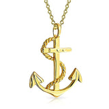 Nautical Ship Boat Anchor Twisted Rope Pendant Necklace For Men Women 925 Sterling Silver 1.25 Inch