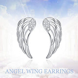 Angel Wings stud Earrings Sterling Silver CZ Hollow Out Filigree Angel Wings Earrings for Women Girls