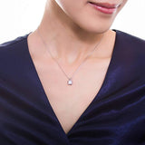 Rhodium Plated Sterling Silver Solitaire Anniversary Wedding Pendant Necklace Made with Swarovski Zirconia Princess Cut