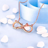925 Sterling Silver Infinity Rose Necklace Rose Flower Pendant Necklace Love Jewelry Gift for Women