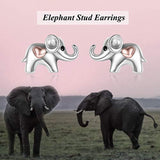 Elephant Earrings Sterling Silver Elephant Studs Earrings for Women Girls Jewelry Gifts
