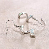 Sterling Silver Opal Dangle Drop Earrings White Spiral Drop Earrings October Birthstone Fine Jewelry for Women Girls
