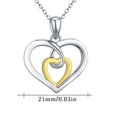 925 Sterling Silver Double Heart Pendant Necklace for Women/Girlfriend Teens Gift