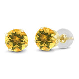 14K  Gold Yellow Citrine Stud  Earrings 