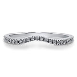 Rhodium Plated Sterling Silver Cubic Zirconia CZ V Shaped Wedding Curved Half Eternity Band Ring