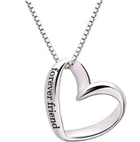 Silver Forever Friend Love Heart Pendant Necklace