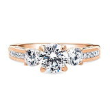 Rose Gold Plated Sterling Silver Round Cubic Zirconia CZ 3-Stone Anniversary Promise Engagement Ring
