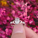 925 Sterling Silver Rose Gold Claddagh Promise Ring