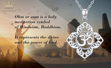 925 Sterling Silver Necklace for Women, Lotus Flower Yoga Om Aum Ohm Symbol Pendant Necklace