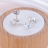 925 Sterling Silver Cubic Zirconia Anchor Stud Earrings for Women Birthday gift