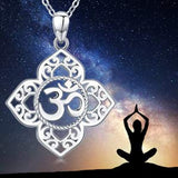 925 Sterling Silver Necklace for Women, Lotus Flower Yoga Om Aum Ohm Symbol Pendant Necklace
