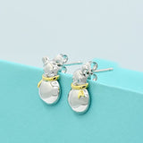 Christmas Gift Silver Girls' Jewelry Christmas Snowman 925 Sterling Silver  Stud Earrings For Girls Womens