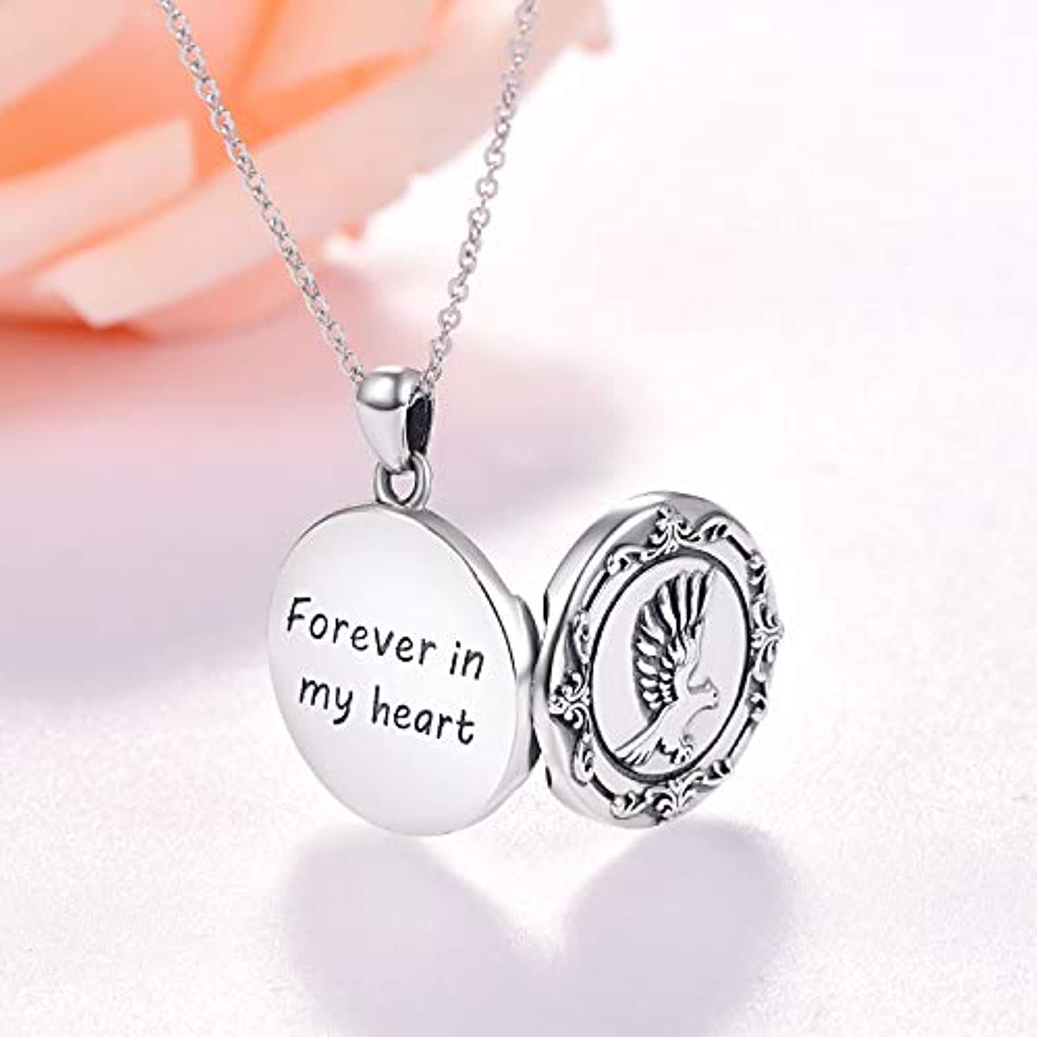 Harry-Potter Thunderbird Theme Locket Necklace For Women, 925 Sterling Silver Locket Necklace That Holds Pictures