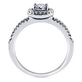 Rhodium Plated Sterling Silver Halo Promise Engagement Ring Made with Swarovski Zirconia Round