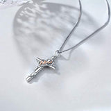 Sterling Silver Cross Heart Necklaces for Mom Gifts for Mother Women,Engraved ' I Love You Forever ' on the Pendant Charm
