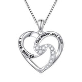  Silver CZ Love Heart Pendant Necklace