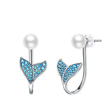Silver Mermaid Tail Stud Earrings 