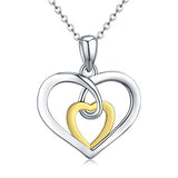 Silver Double Heart Pendant Necklace