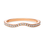 Rose Gold Plated Sterling Silver Cubic Zirconia CZ V Shaped Wedding Curved Half Eternity Band Ring