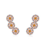 Silver Sunflower Daisy Stud Earrings Crystals from Swarovski 