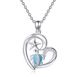 Silver Turtle Heart  Pendant Necklace