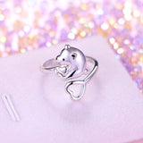 S925 Sterling Silver Adjustable Bear and Heart Rings Jewelry Gift for Women