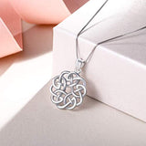 925 Sterling Silver Round Infinity Endless Love Celtic Knot Pendant Necklace for Women Girls