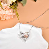 Rose Necklace for Women Family Heart Rose Necklaces Mother and Child Heart Jewelry with Gift Box