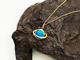 18K Yellow Gold Diamond Circular Plate Real Natural Fire Opal Planet Pendant Necklace October Birthstone Fine Jewelry Gift for Women Girls