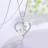 925 Sterling Silver Elephant Pendant Necklace Love Heart Mother Daughter Necklaces Jewelry Gift for Women Mom