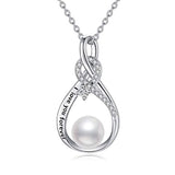 White Freshwater Cultured Pearl Infinity Pendant Necklace