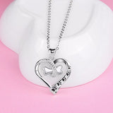 925 Sterling Silver Necklace Cute Dog Paws with Bone, Heart Shape Pendant Necklace With 18inch Cable Chain