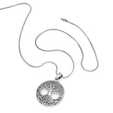 925 Oxidized Sterling Silver Celtic Knot Ancient Tree of Life Round Pendant Necklace, 18 inches