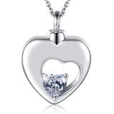 Silver Heart Cremation Ashes Urn Necklace