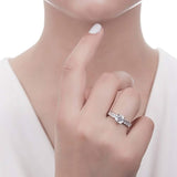 Rhodium Plated Sterling Silver Asscher Cut Cubic Zirconia CZ Solitaire Promise Engagement Ring