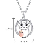 Mother Daughter Necklace Jewelry Sterling Silver Good Luck Wisdom Owl Pendant Necklace from Son Christmas Birthday Gift for Women Girl