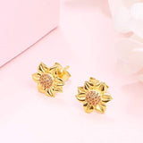 You Are My Sunshine Sunflower Gold Plated S925 Sterling Silver Earrings