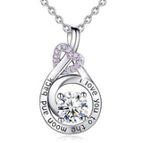 Silver CZ Heart Pendant Infinity Necklaces