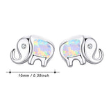 Elephant  Opal Earrings Sterling Silver Lucky Mini Elephant Stud Earrings  for Women