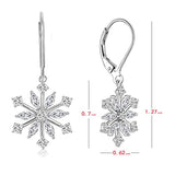 925 Sterling Silver White CZ Snowflake Leverback Earrings Drop & Dangle Earrings