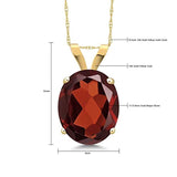 14K  Gold Red Garnet Pendant Necklace For Women